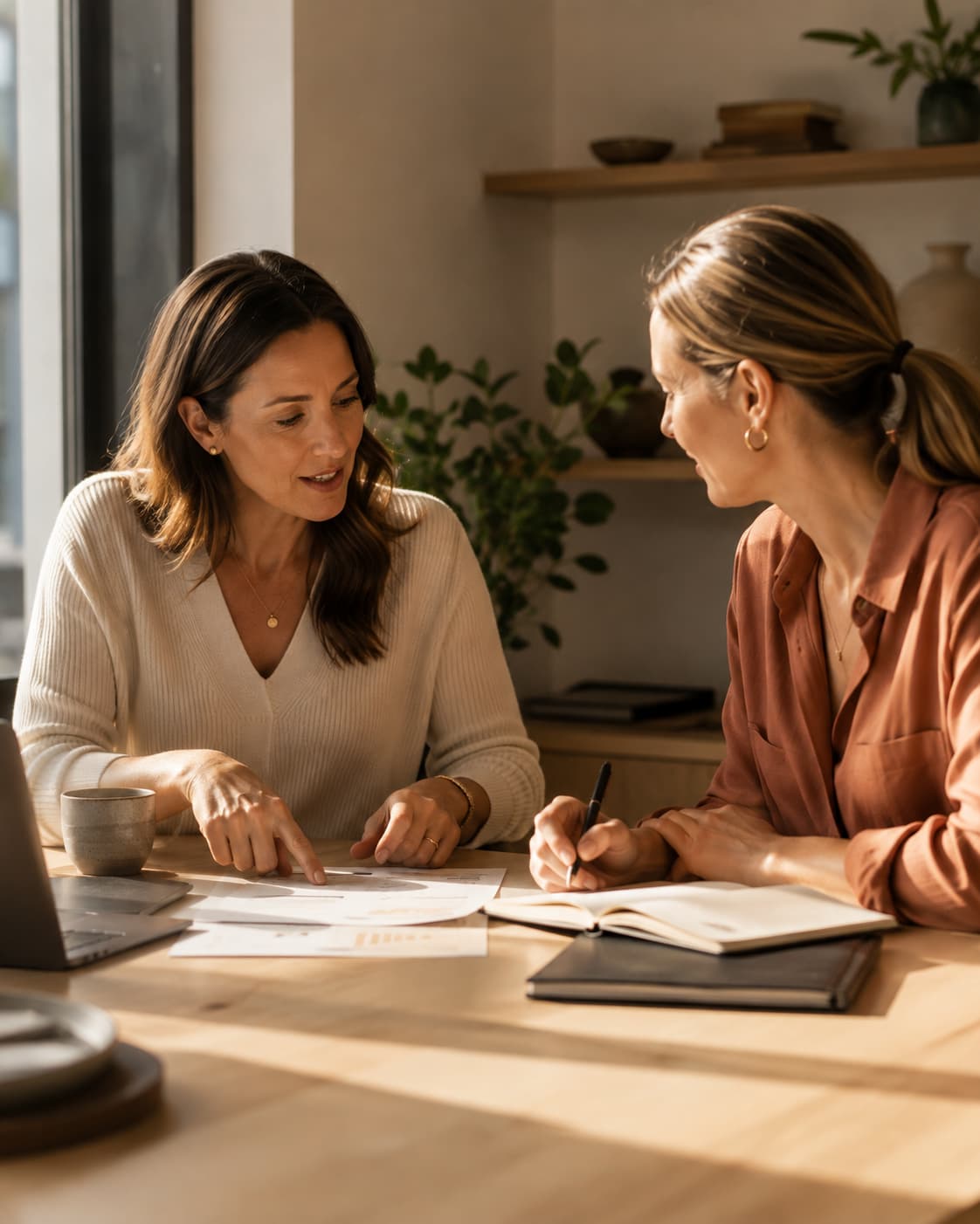 Business coach reviewing growth numbers with an Australian founder