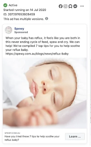 Facebook ad creative used in The Spewy campaign