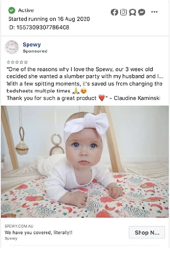 Facebook ad creative used in The Spewy campaign