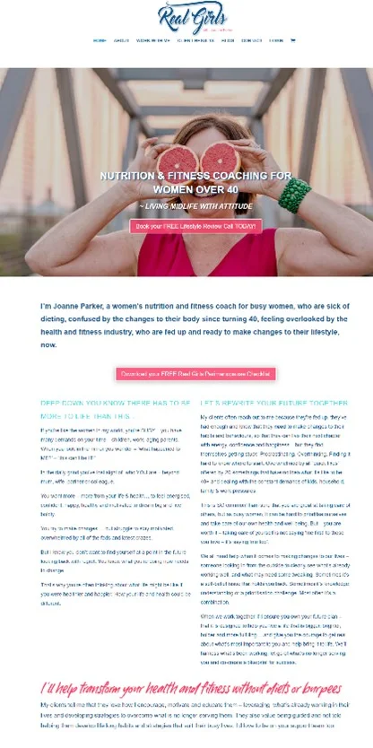 Real Girls Movement website homepage before the redesign